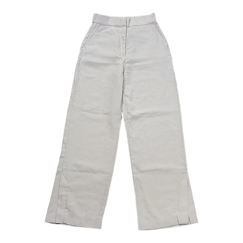 H&M wide leg linen blend pants slit at hem size 4